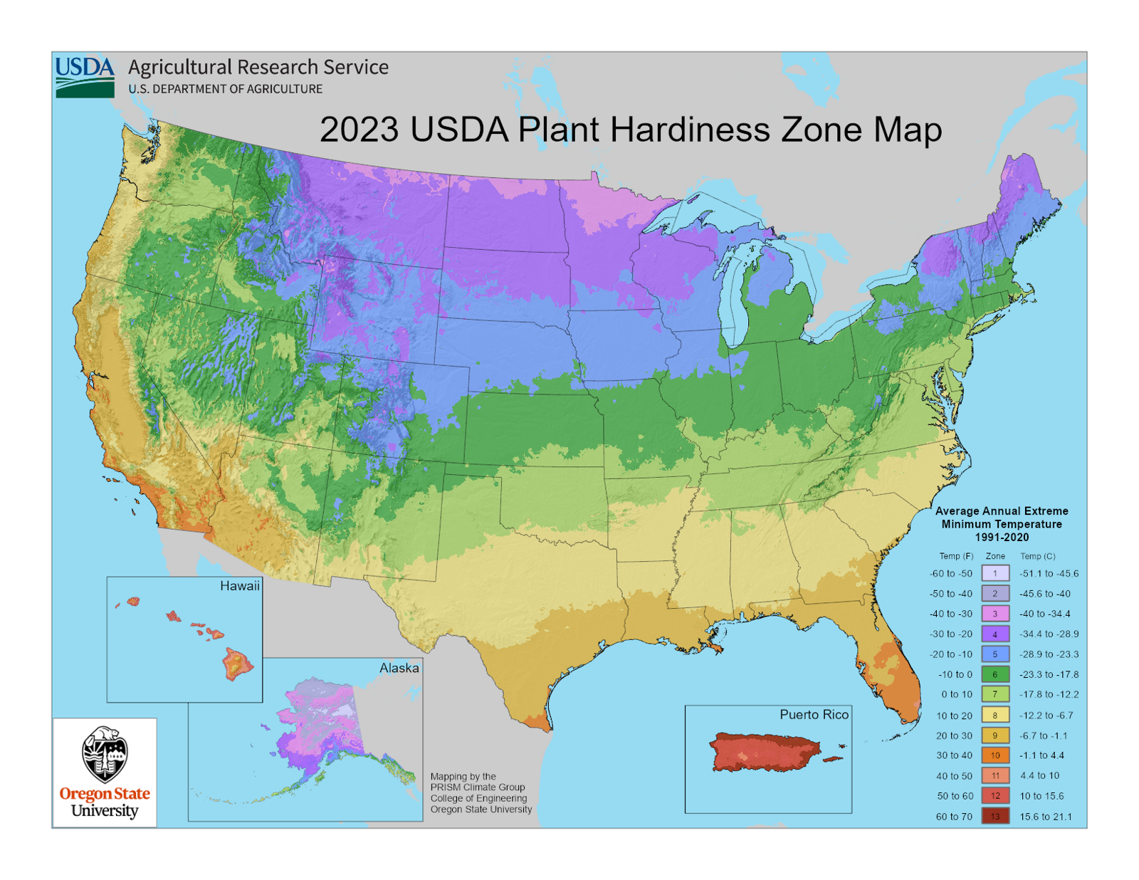 USDA Plant Hardiness Zone Map Reference